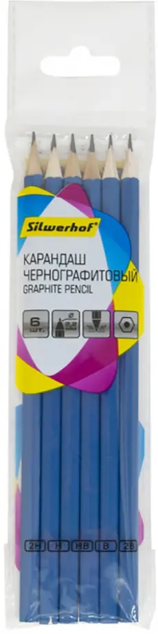 Набор карандашей чернографитных Silwerhof "Zeichner", 2H-2B шестигранные, арт. 125038-00