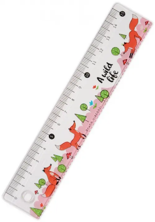 Линейка пластиковая с волнистым краем Лисичка-сестричка 15 см 44₽