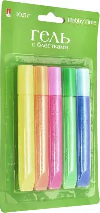 Гель с глиттером для декора, цветовая гамма №7, 5 цветов (10.5 грамм)