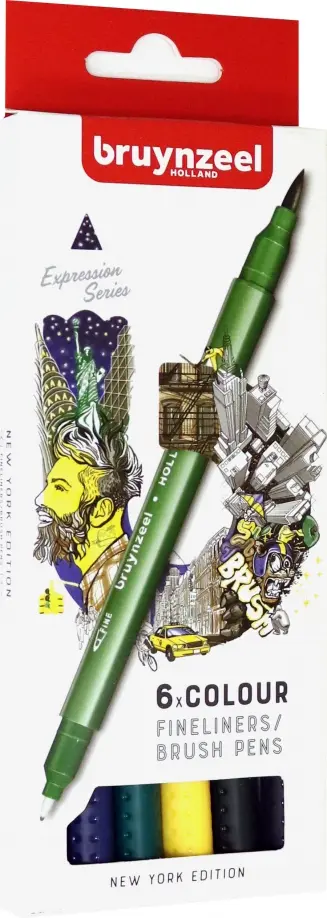 

Набор линеров "Bruynzeel Brushpen. Нью-Йорк", 6 цветов, Разноцветный