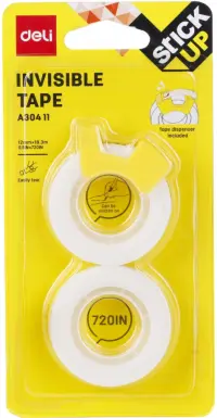 Клейкая лента "Deli", цвет: прозрачный, 12 мм x 18,3 м, 2 штуки, арт. EA30411