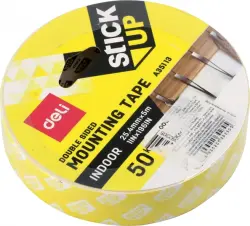 Клейкая лента монтажная двусторонняя "Deli", цвет: белый, 25,4 мм x 5 м, арт. EA35113