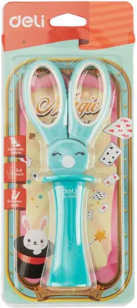 Ножницы детские "Deli. Magic Rabbit", цвет: в ассортименте, складные, 137 мм, арт. E6065