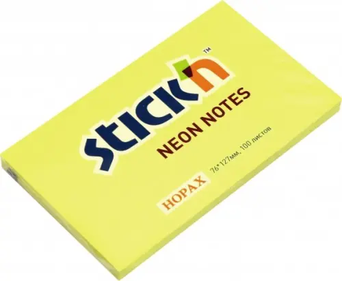 

Блок самоклеящийся. Stick`n, 100 листов, неон желтый, Жёлтый