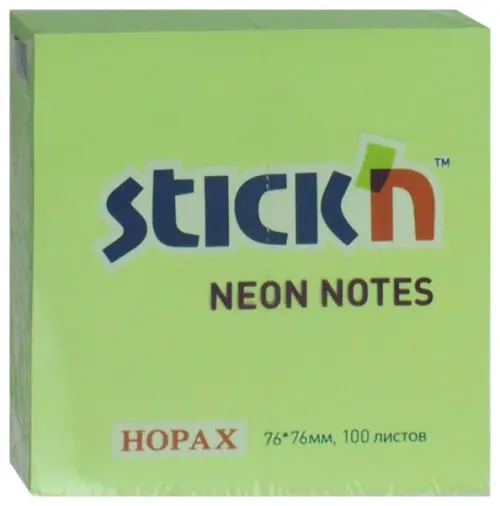 

Блок самоклеящийся. Stick`n, 100 листов, неон зеленый, Зелёный