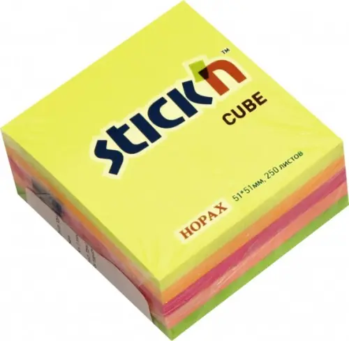 Блок самоклеящийся. Stick`n, 250 листов, 5 неоновых цветов