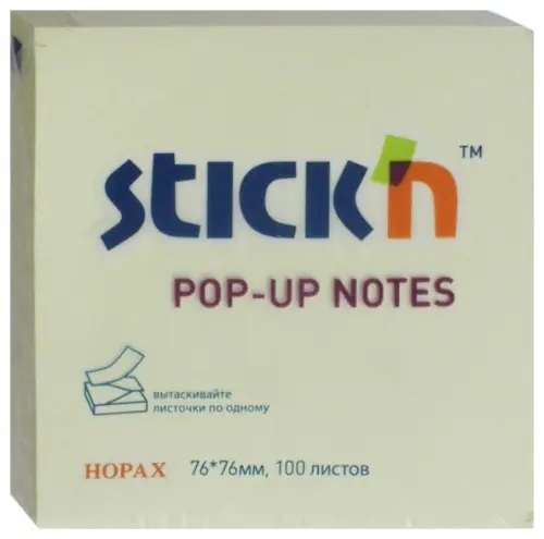 Блок самоклеящийся. Stick`n, 100 листов, пастель желтый