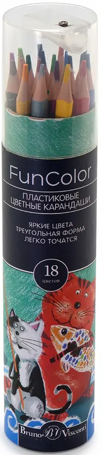 Карандаши цветные "Fun Color" (пластиковые), 18 цветов