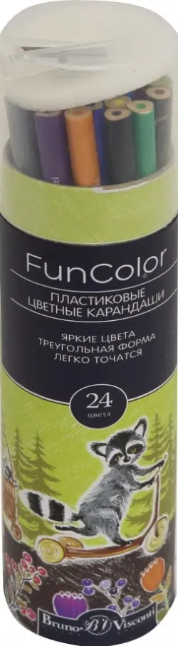 Карандаши цветные "Fun Color" (пластиковые), 24 цвета