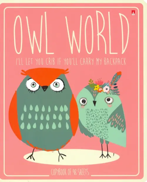 

Тетрадь на скрепке "Cute owls", 48 листов, А5, клетка, Красный