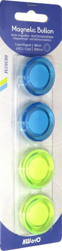 Магнит для досок Kw-Trio, цвет: ассорти, 4 штуки, 30 мм, арт. 8303M