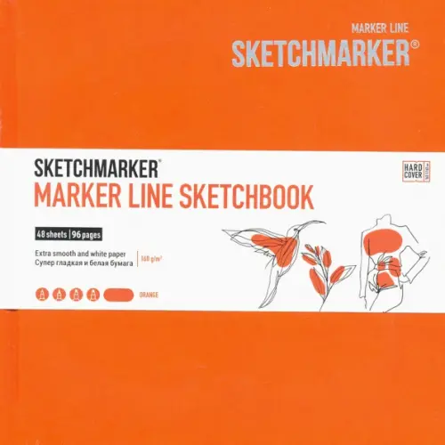

Скетчбук "Marker Line", 163x163 мм, 48 листов, твердая обложка. цвет: оранжевый