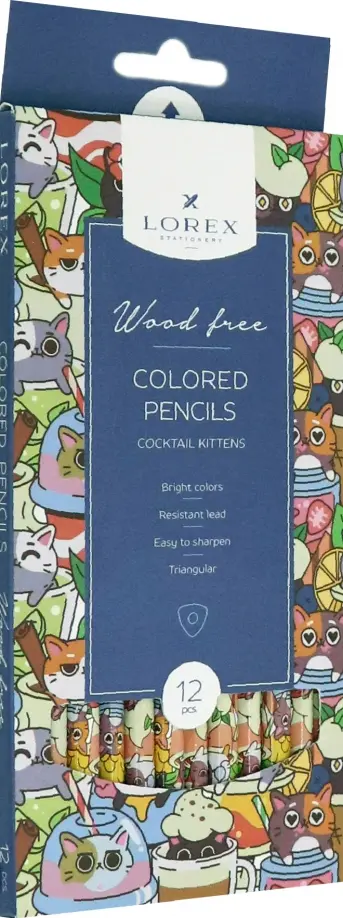 Карандаши цветные Wood Free Cocktail kittens 12 цветов 111₽