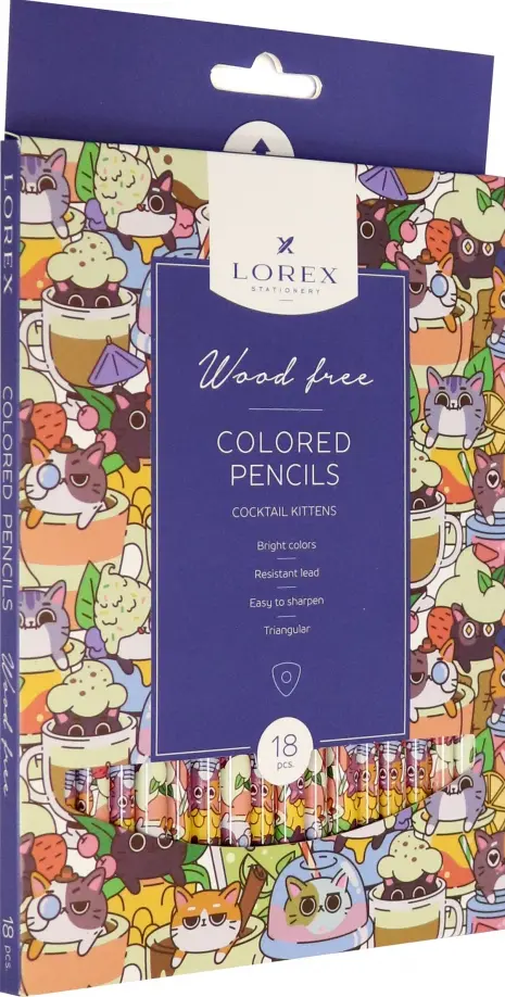 

Карандаши цветные "Wood Free Cocktail kittens", 18 цветов, Мультиколор