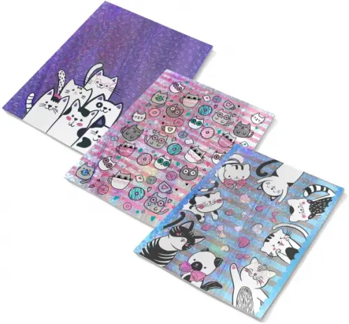 Обложки для тетрадей с голографическим рисунком Коты 3 штуки 72₽
