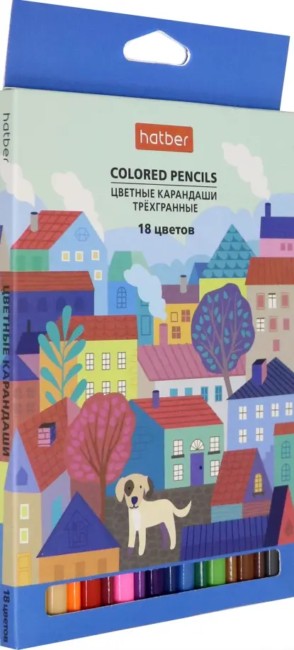 Карандаши цветные "Городок", 18 цветов