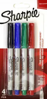 Маркеры перманентные "Sharpie. Ultra Fine", 4 цвета, игольчатый наконечник, 0,5 мм