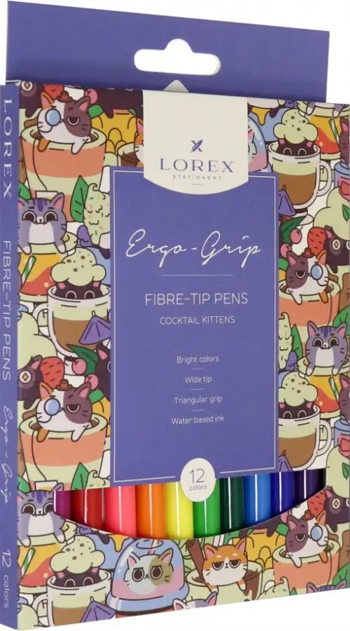 

Фломастеры "Ergo-Grip Cocktail Kittens", 12 цветов, Мультиколор
