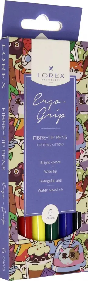 

Фломастеры "Ergo-Grip Cocktail Kittens", 6 цветов, Мультиколор