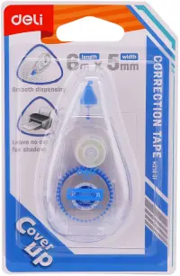 Лента корректирующая "Deli", цвет: прозрачный корпус белый, 6 м х 5 мм, арт. EH21801