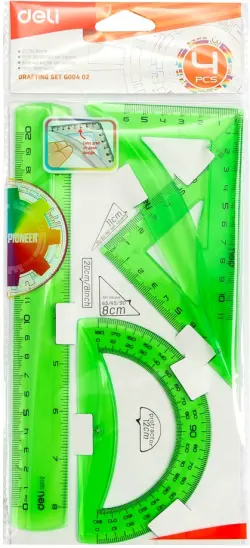 Набор линеек "Deli. Pioneer", цвет: в ассортименте, 4 штуки, арт. EG00402