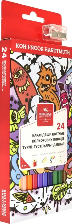 Карандаши цветные "Teenage", 24 цвета + точилка