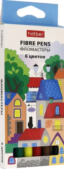 Фломастеры "Городок", 6 цветов