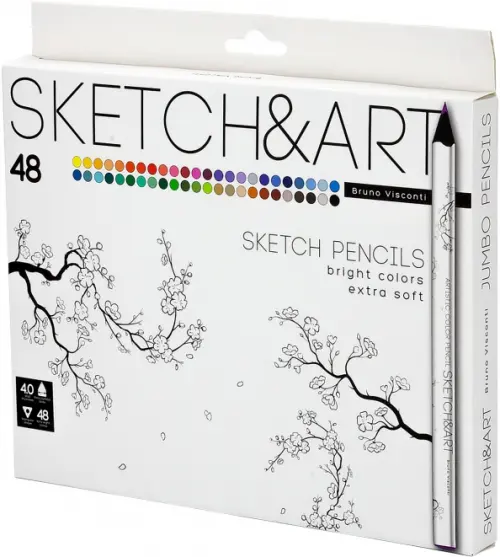 

Карандаши цветные "Sketch & art", утолщенные, грифель 4 мм, 48 цветов, Белый