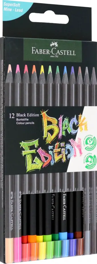 

Карандаши цветные "Black Edition", 12 цветов, Чёрный