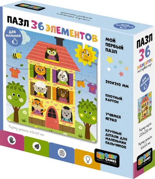 

Пазл Baby Games. Теремок, 36 элементов, Разноцветный
