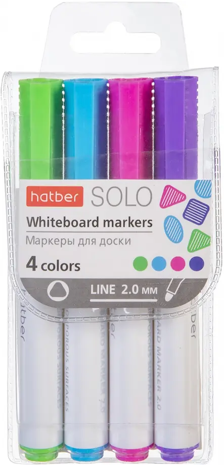 

Маркеры для магнитно-маркерных досок "Solo Fun colors", 2 мм, 4 цвета, Разноцветный