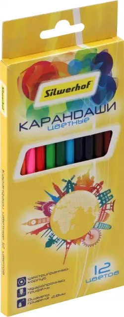 Карандаши цветные "Солнечная колллекция", шестигранные, 12 цветов