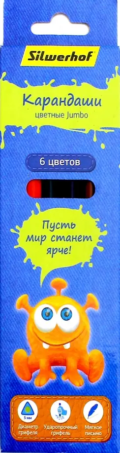 Карандаши цветные "Джинсовая коллекция", трехгранные, 6 цветов