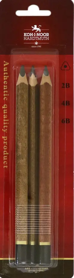 

Набор чернографитных карандашей "Triograph", 3 штуки, 2B-6B, Красный