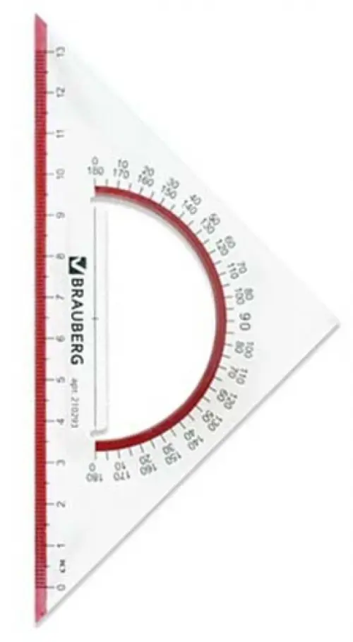 

Треугольник "Сrystal", с транспортиром, 45°, 13 см, Прозрачный