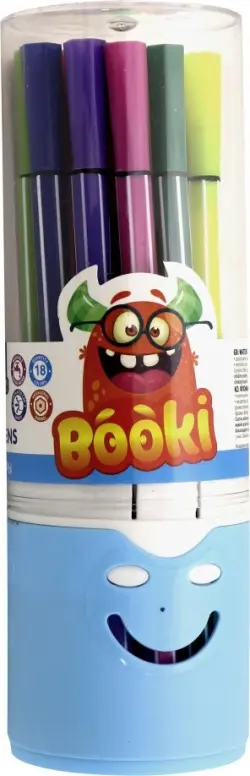 Фломастеры "Booki" в пластиковой тубе (18 цветов)