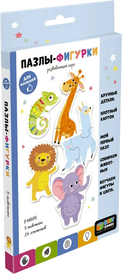 

Baby Games. Пазлы-фигурки. Яркие животные