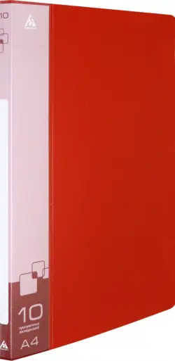 Папка с 10 прозрачными вкладышами (A4, пластиковая, красная), ( BPV10RED)