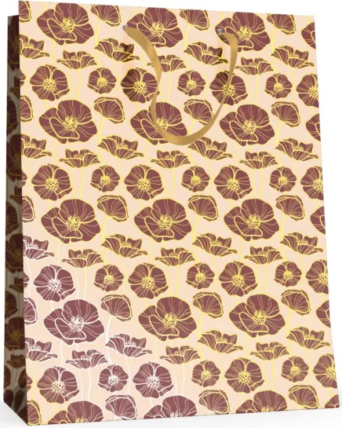 Пакет подарочный вертикальный Маки 26х32 см 52₽