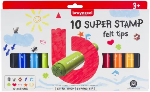 

Фломастеры Bruynzeel Kids Super Штампы, 10 цветов