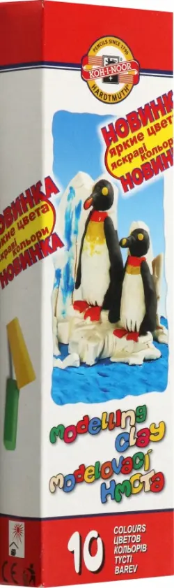 Пластилин Penguin, 10 цветов, со стеками