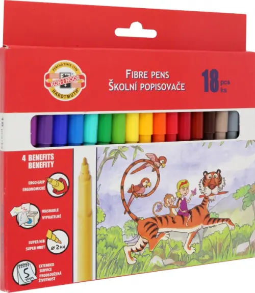 

Фломастеры смываемые. Zoo, 18 цветов, Красный