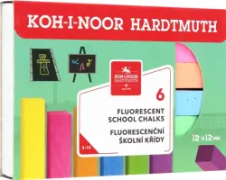 Мел школьный флуоресцентный, 6 цветов