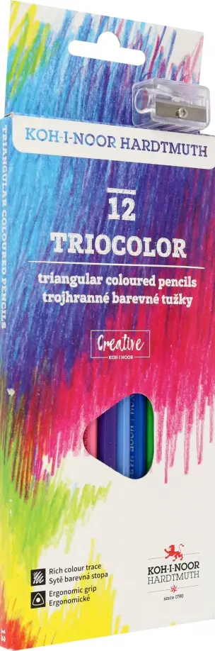 Карандаши цветные Triocolor 3132, 12 цветов, с точилкой