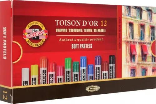 

Пастель сухая художественная Toison d`Or Soft 8512, 12 цветов, Красный