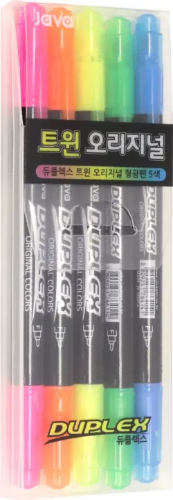 Набор текстовыделителей Duplex, двусторонние, 5 неоновых цветов