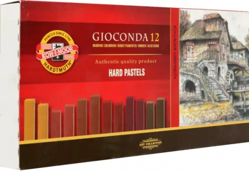 

Пастель твердая художественная Gioconda 8122, Brown Line, 12 цветов, Красный