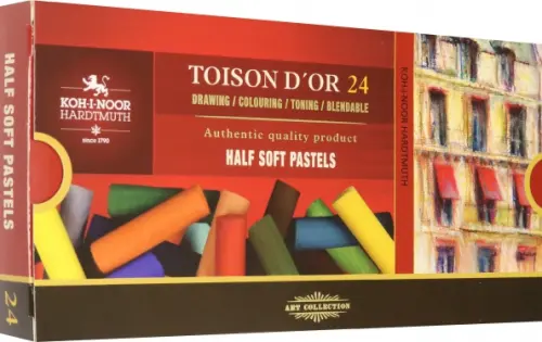 

Пастель сухая художественная Toison d`Or Soft 8544, половинки, 24 цвета, Красный