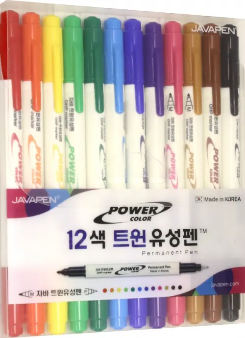 

Набор перманентных маркеров Рower Colors, двусторонние, 12 цветов