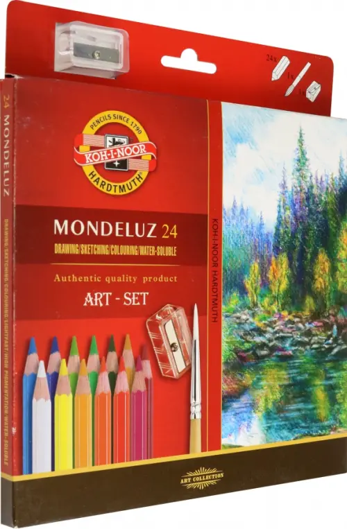 Карандаши акварельные Mondeluz Nature 3711, 24 цвета, с кистью и точилкой